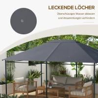 Outsunny Ersatzdach Pavillon Pavillon-Baldachin, wetterbeständig, 397 x 297 cm, Dunkelgrau(m-7)