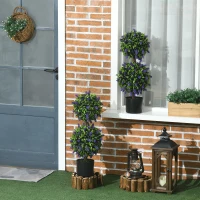HOMCOM 2er-Set Künstliche Pflanzen, UV-beständige Kunstpflanze im Blumentopf, 70 cm Zimmerpflanze für Wohnzimmer, Garten(m-7)