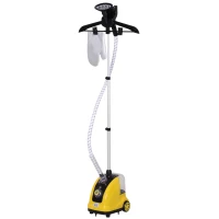 HOMCOM Stiratrice Verticale a Vapore, Stiratore Verticale 1950W da 1.4L con Asta Estendibile e 2 Rotelle per Abiti, Tende e Divani, in ABS e PP, 26x21.5x29 cm, Giallo(m-10)