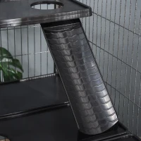 PawHut Jaula para Animales Pequeños de 4 Niveles Jaula para Roedores con Ruedas Rampas Hamaca Colgante y Bandeja Extraíble Recinto para Conejos Chinchillas Hurones 80x52x128 cm Gris Plateado(m-8)