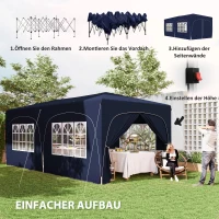 Outsunny 3 x 6 m Pop-up Pavillon mit Seitenwänden, UPF50+ höhenverstellbares Gartenzelt mit Tragetasche und Sandsäcken(m-4)
