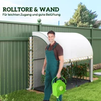 Outsunny Szklarnia montowana do ściany, dostępne dom do roślin, osłona z tworzywa sztucznego, 300 x 80 x 157 cm, Biała(m-6)