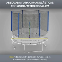 SPORTNOW Red de Trampolín Redondo Ø244 cm para Exterior con Anti-UV y Puerta con Cremallera para 6 Postes Rectos Azul(m-4)