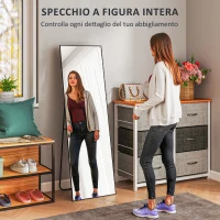 HOMCOM Specchio da Terra Moderno a Figura Intera, Design Autoportante o da Parete, 50x160 cm, Nero(m-4)
