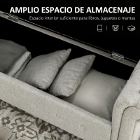 HOMCOM Banqueta Pie de Cama con Almacenamiento y Reposabrazos para Dormitorio Salón Pasillo 146,5x49x74,5 cm Gris Claro(m-4)