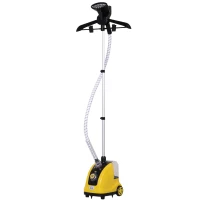 HOMCOM Stiratrice Verticale a Vapore, Stiratore Verticale 1950W da 1.4L con Asta Estendibile e 2 Rotelle per Abiti, Tende e Divani, in ABS e PP, 26x21.5x29 cm, Giallo(m-1)