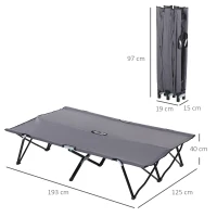 Outsunny Camping Ligbed voor 2 Personen, 193L x 125B x 40H cm, Grijs(m-3)