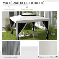 Outsunny Tonnelle barnum de jardin 3L x 3l m avec 4 moustiquaires amovibles - double toit - gris(m-5)