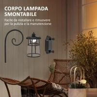 Outsunny Lampada da Giardino con Pannello Solare, Impermeabile IP44 e Accensione Automatica, Nero(m-6)