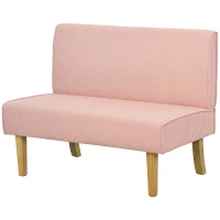 HOMCOM Sofá de 2 Plazas Tapizado en Pana con 2 Puertos USB 1 Puerto Tipo-C y Patas de Madera Carga 240 kg 110x60x85 cm Rosa(m-11)