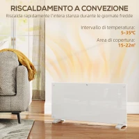 HOMCOM Riscaldatore a Convezione 2000W a Temperatura Regolabile con Telecomando e Timer, 87x21.5x44.5 cm, Bianco(m-5)