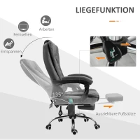 Vinsetto Bürostuhl mit Massagefunktion, ergonomisch, 65x160x104cm, Grau(m-5)