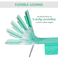 Outsunny Gartenliege, Liegestuhl mit gepolsterter Gesichtsöffnung, Massage-Liege für draußen, Seitentasche, Stoff, Metall, Grün(m-4)