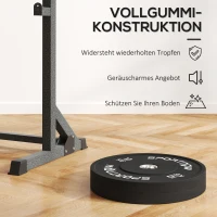 SPORTNOW Hantelscheiben-Set, 2 x 10 kg, olympischer Standard, Gummi, geräuscharm, Schwarz(m-4)