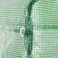 Outsunny Serre de jardin tunnel 9 m² 4 fenêtres, porte zippée enroulable châssis acier galvanisé, bâche PE 3 x 3 x 2 m vert(m-9)