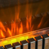 HOMCOM Camino Elettrico da Terra con Effetto Fiamma Realistico, Timer e Telecomando, 1000W e 2000W, 79x26x77.5cm, Bianco e Nero(m-7)