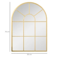 HOMCOM Miroir mural en métal cadre doré en forme de voûtée – 70 x 50 cm – décoration pour entrée ,chambre à coucher, salon(m-3)