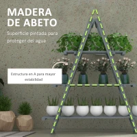 Outsunny Soporte para Plantas Plegable de Madera Estantería para Macetas de 3 Niveles con Marco en A 100x36x112 cm Gris(m-6)