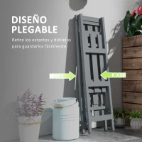 Outsunny Soporte para Plantas Plegable de Madera Estantería para Macetas de 3 Niveles con Marco en A 100x36x112 cm Gris(m-5)