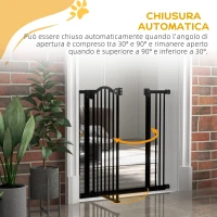 PawHut Cancelletto per Cani Estensibile con 2 Blocchi e Chiusura Automatica, in Metallo e Plastica, 74-87x78 cm, Nero(m-5)