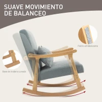 HOMCOM Silla Mecedora con Cojín Lumbar Respaldo Amplio y Base de Madera para Salón o Dormitorio 65x87x84 cm Gris Claro(m-4)
