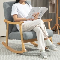 HOMCOM Silla Mecedora con Cojín Lumbar Respaldo Amplio y Base de Madera para Salón o Dormitorio 65x87x84 cm Gris Claro(m-6)