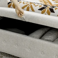 HOMCOM Banqueta Pie de Cama con Almacenamiento y Reposabrazos para Dormitorio Salón Pasillo 146,5x49x74,5 cm Gris Claro(m-8)