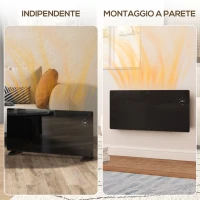 HOMCOM Riscaldatore a Convezione 2000W Temperatura Regolabile con Telecomando, Timer 24h e Settimanale, Nero(m-7)