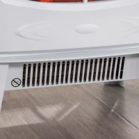 HOMCOM Camino Elettrico da Terra con Effetto Fiamma, Temperatura Regolabile 900W-1800W, Copertura 15-20m², 39x26x54.8cm, Bianco(m-7)