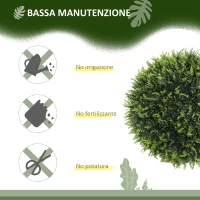 HOMCOM Set di 2 Piante Artificiali a Sfera con Foglie di Cedro per Casa e Giardino Ø45 cm, Verde(m-5)