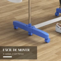 HOMCOM Tendedero Vertical de 4 Niveles con 6 Ruedas 2 Laterales Abatibles Estantes Ajustables y Marco de Acero Inoxidable Azul(m-7)