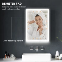 HOMCOM LED Spiegelkast voor Badkamer, 50 x 70 cm, Dimbaar, Anti-Beslag, Zwart(m-5)