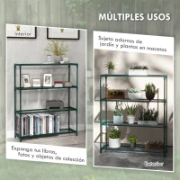 Outsunny Soporte para Macetas de 4 Niveles con Estructura de Acero para Jardín Patio 89x28x107 cm Verde Oscuro(m-6)