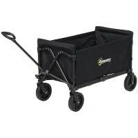 Outsunny Carrello da Giardino da 120L Pieghevole con Pannello Apribile, in Acciaio e Poliestere, 90x48x62 cm, Nero(m-10)