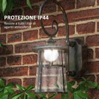 Outsunny Lampada da Giardino con Pannello Solare, Impermeabile IP44 e Accensione Automatica, Nero(m-7)