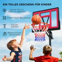 AIYAPLAY Kinderbasketbalring, Outdoor met Verstelbare Hoogte 200-260 cm, met Wielen, vanaf 6 Jaar, Rood(m-7)