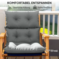 Outsunny Sitzkissen, Dickes Polsterkissen für Sitzmöbel, mit Rückenlehne, Schaukelstuhlkissen, für drinnen und draußen, Hellgrau(m-4)