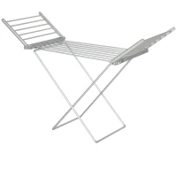 HOMCOM Stendino Elettrico Riscaldato con Ali Pieghevole Salvaspazio in Lega di Alluminio, 144x53x91cm, Argento(m-10)