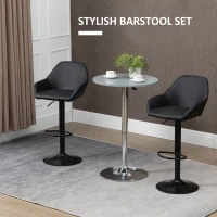 HOMCOM Bar Stools Set of 2, Height Adjustable Swivel Barstools, PU Leather Kitchen Stools with Backs, Armrests and Footrest for Home, Counter and Dining Room, Black(m-4)