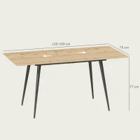 HOMCOM Table à manger extensible, Table extensible pour 6-8 personnes, Table de cuisine avec pieds en acier solide(m-3)