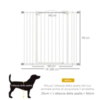 PawHut Cancelletto per Cani Estensibile con 4 Viti Regolabili, in Metallo e Plastica, 74-100x94 cm, Bianco(m-3)