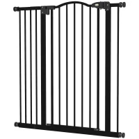PawHut Pressure Fit Dog Stair Gate No Drilling Safety Gate Auto Close for Doorways, Hallways, 74-94cm Adjustable, 94cm Tall, Black(m-11)