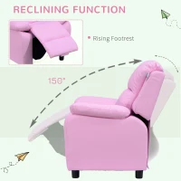 HOMCOM Kids Sofa Armchair Toddler Recliner Children's  Chair Lounger Games Chair  PU Leather w/ Storage  (Pink)(m-4)
