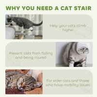 PawHut Pet Stairs 3-step Pet Ladder Cat dog Stairs Climb Ladder Cat Tree, Grey(m-7)