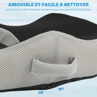 HOMCOM Coussin chaise bureau en mousse à mémoire - coussin coccyx ergonomique avec fond antidérapant et housse en maille(m-6)