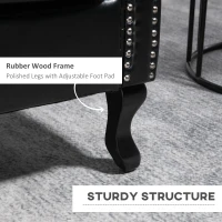 HOMCOM Wingback Accent Chair Tufted Chesterfield-style Armchair with Nail Head Trim for Living Room Bedroom Black(m-6)