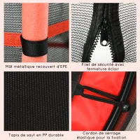 HOMCOM Trampoline Enfant Ø 1,63 × 1,9H m Filet de sécurité Porte zipée Couvre-Ressorts 6 poteaux rembourrés Inclus Rouge(m-6)
