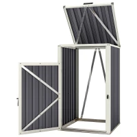 Outsunny Abdeckung für 1 Abfalltonne 240L Außenabdeckung 180° klappbarer Deckel feuerzinkter Stahl 73 x 81 x 122 cm dunkelgrau(m-1)