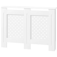 HOMCOM Couvercle de radiateur cache radiateur grille croisée pour salon chambre à coucher en bois 112l x 19P x 81,5H cm blanc(m-1)