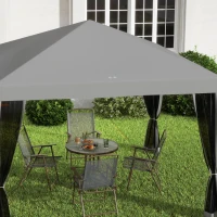 Outsunny 3 x 3 m Pop Up Gazebo, 420D Garden Tent Canopy with Removable Mesh Sidewall Netting, Carry Bag for Garden Patio Outdoor, Light Grey(m-7)